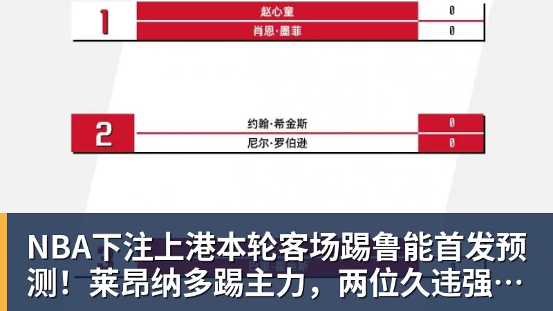NBA下注上港本轮客场踢鲁能首发预测！莱昂纳多踢主力，两位久违强援复出